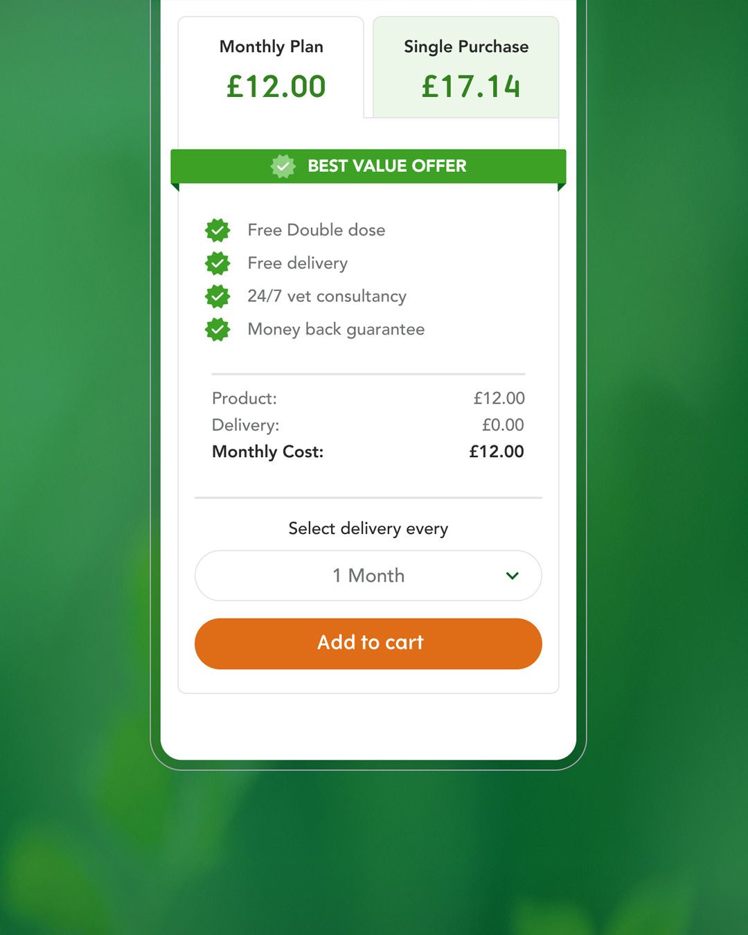 YuMOVE UI screen on mobile