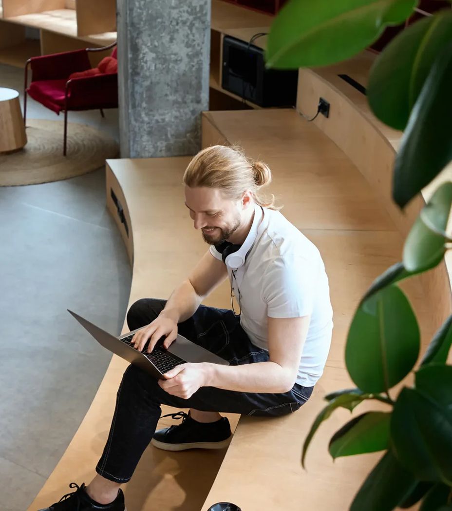 Man looking at laptop