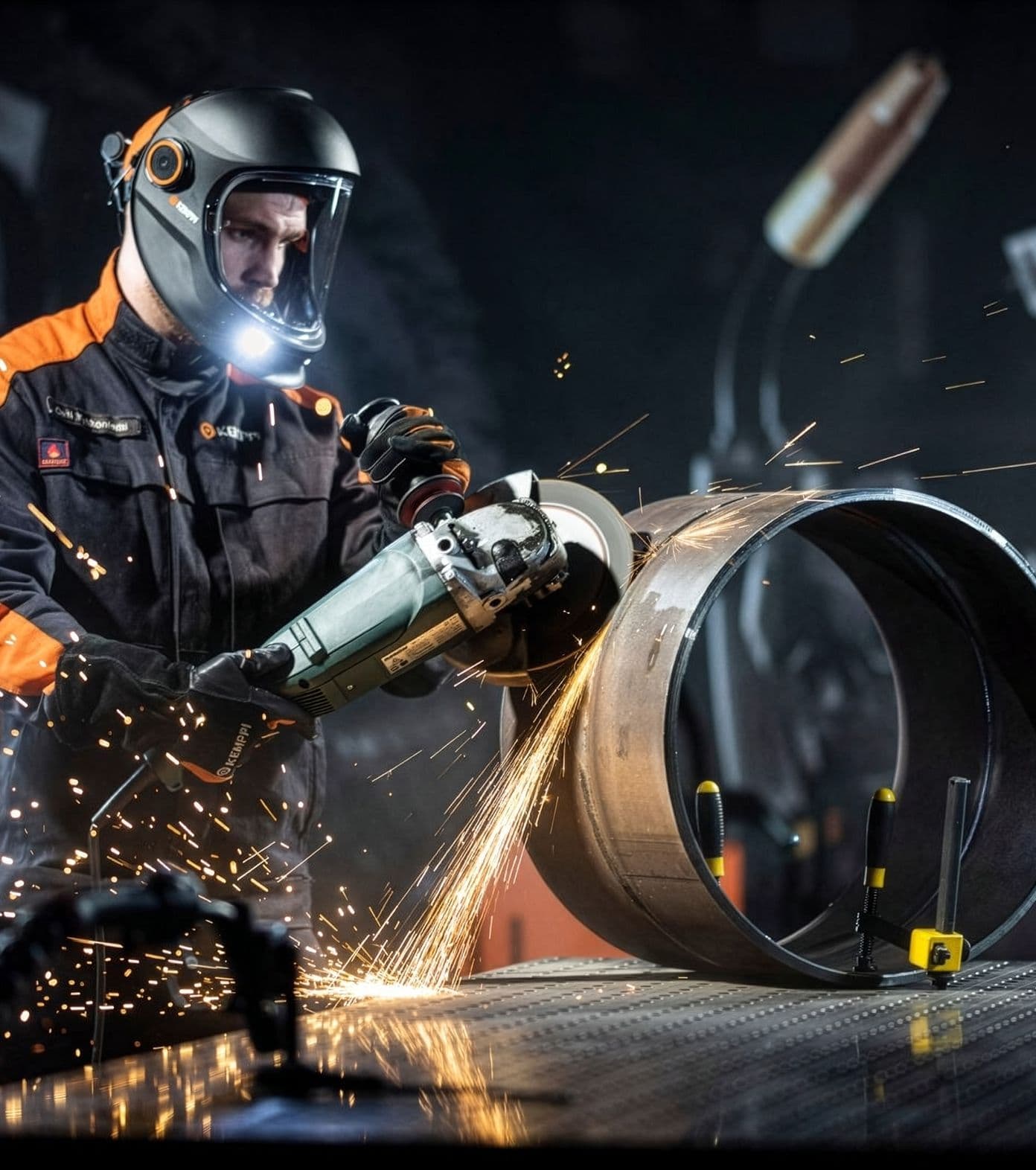 Man working on a metal object