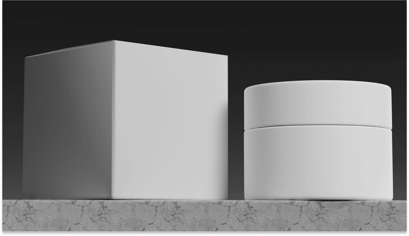 White shapes on a marble desktop