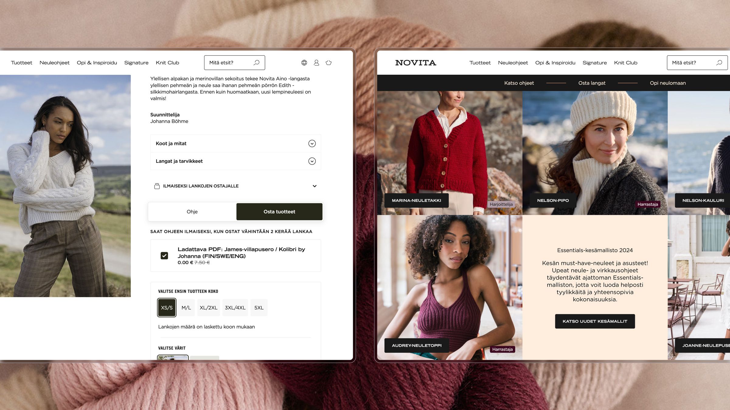 Novita desktop views of the UI