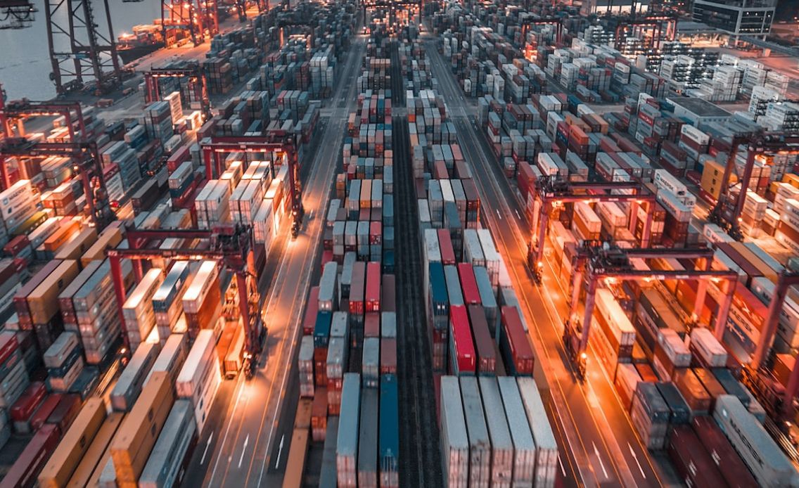 Dock area with containers