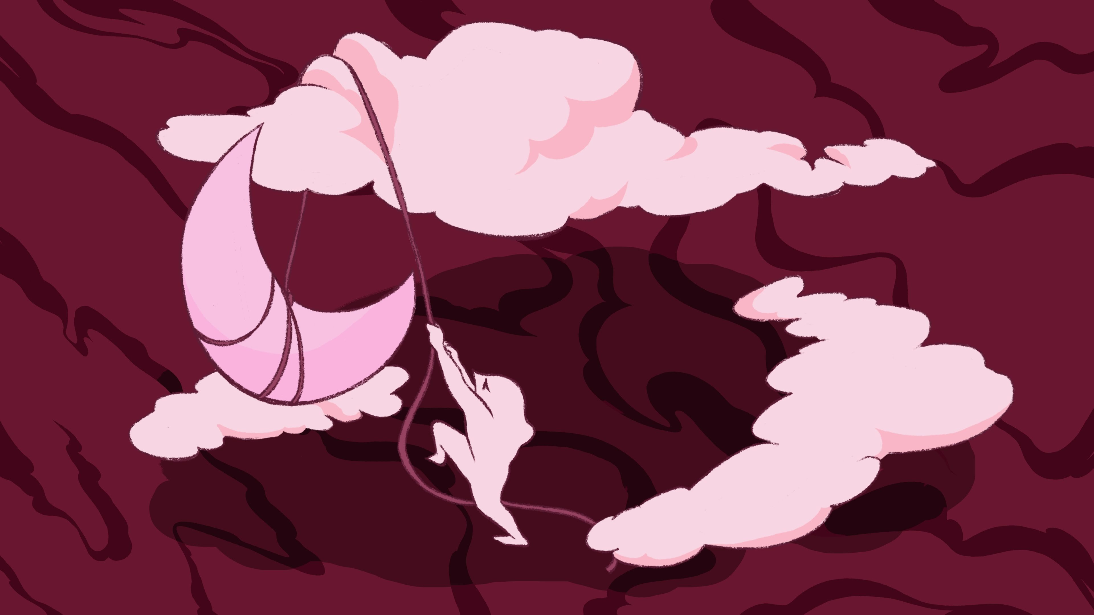 Illustration of a character lifting the moon up using a rope