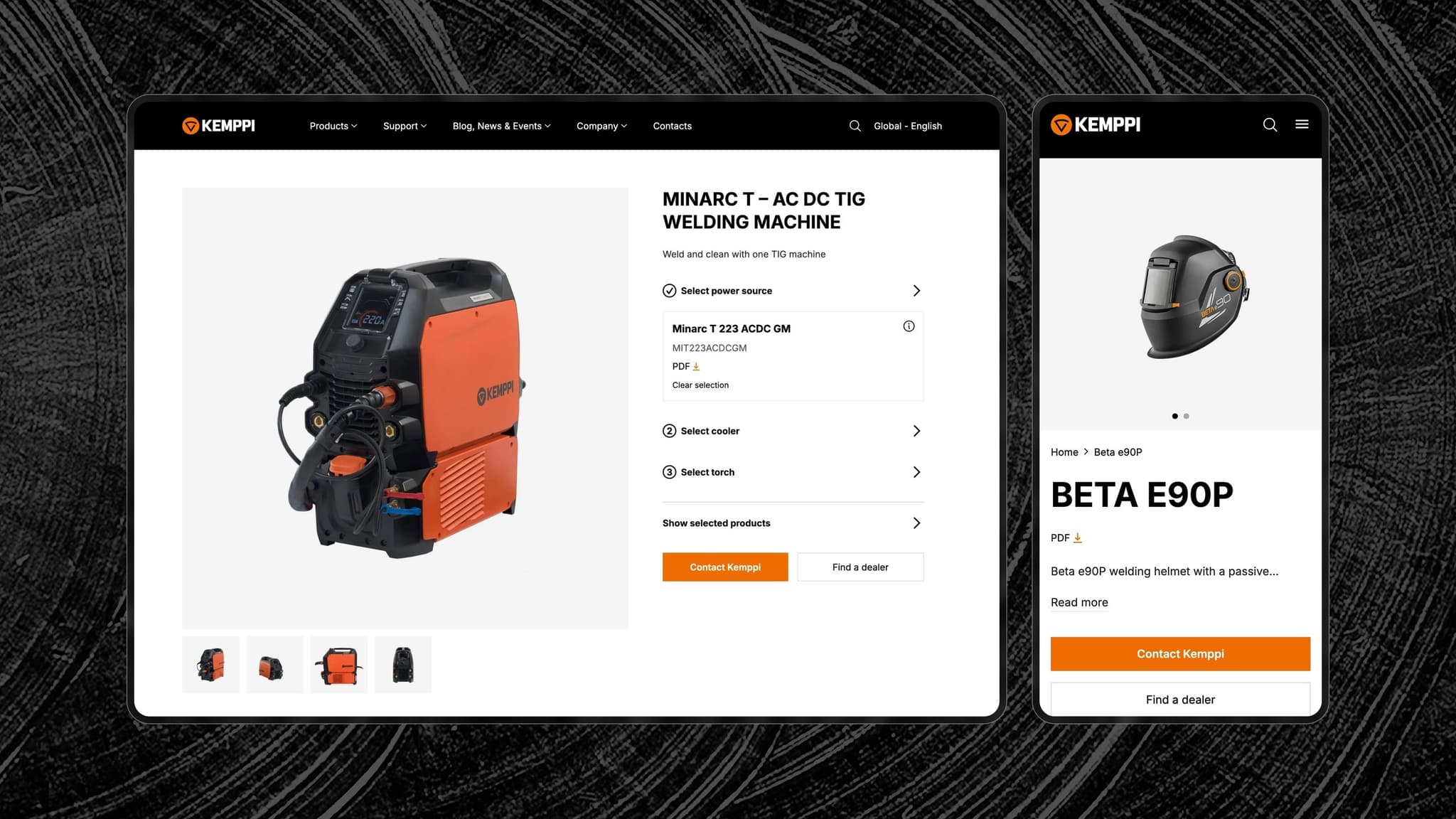 Desktop view of Kemppi ecommerce